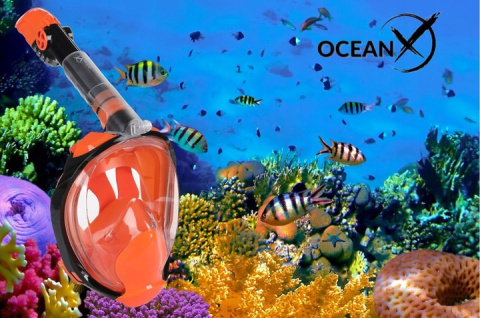 Snorkeling Full Face Mask Professional Orange