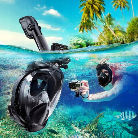 Snorkeling Full Face Mask Professional Black