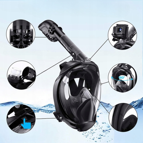 Snorkeling Full Face Mask Professional Black