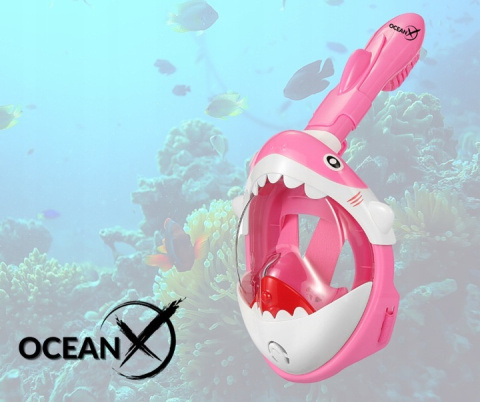 Full Face Mask for Snorkeling Kids Shark Pink XS