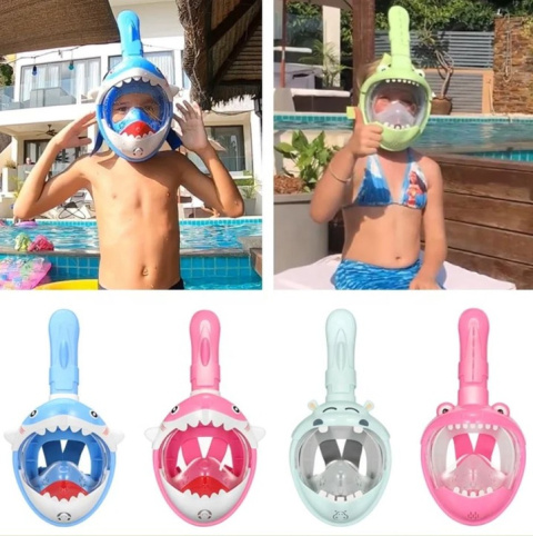 Full Face Mask for Snorkeling Kids Shark Blue XS