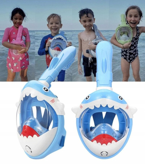 Full Face Mask for Snorkeling Kids Shark Blue XS