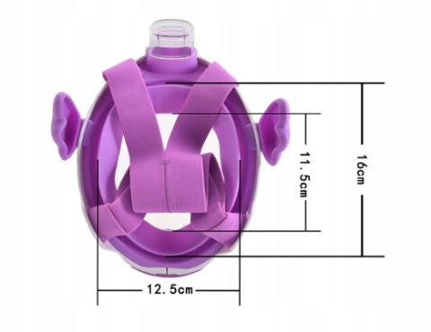Maska Pełnotwarzowa Do Nurkowania Snorkelingu Dla Dzieci UNICORN Fioletowa XS OceanX