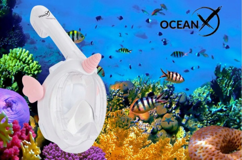 Full Face Mask for Snorkeling for Kids with Tube White XS