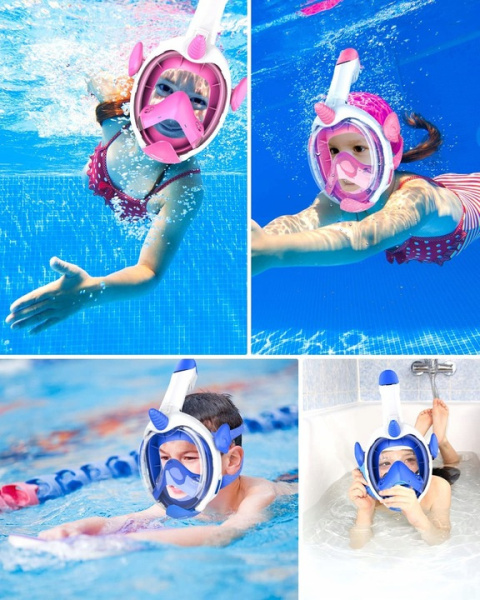 Full Face Snorkeling Mask for Children Unicorn Pink Size XS