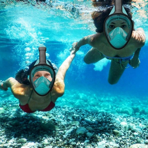 Maska Pełnotwarzowa Do Nurkowania Snorkelingu Dla Dzieci z Rurką XS OceanX