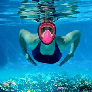 Full Face Mask for Snorkeling for Kids with Tube Pink XS