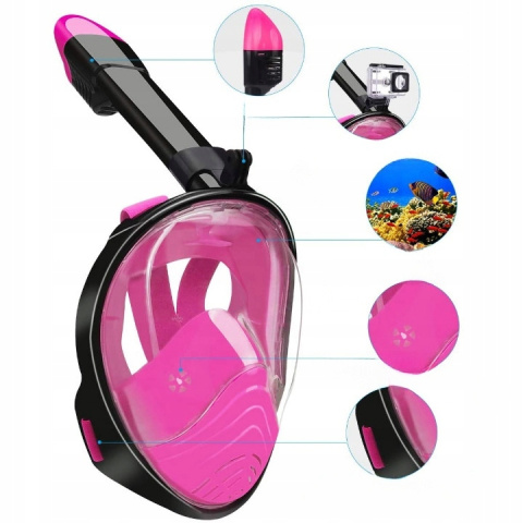 Full Face Mask for Snorkeling for Kids with Tube Pink XS